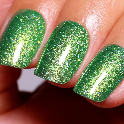 Ozzeal UV Nagellack Glitzer, 15ML Weihnachts Grün Schillernd Glitzer UV Gel Nagellack Glitzernder Schimmer Gel Nail Polish Herbst Winter Regenbogen Gel Nagellack Soak Off UV Led