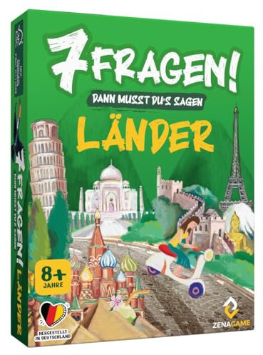 Zenagame 3162017 7 Fragen! Dann musst du's Sagen!, Länder, Länderquiz, Quizspiel ab 8 Jahren, Kinderquiz, Wissenspiel für Kinder