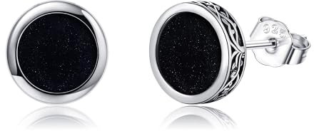 Lebensbaum Ohrringe Silber 925 Baum des Lebens Ohrstecker Schwarzer Onyx Tree of Life Schmuck für Männer