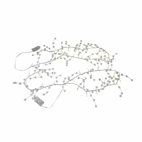 Loberon Lichterkette 2er Set Neviane, Warmweißes Licht, Batteriebetrieben, Festlich Verziert, Filigranes Design, Weihnachtsdekoration, PVC, Acryl, klar