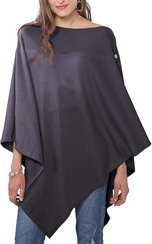 DiaryLook Damen Poncho mit Knöpfen Cashmere Schal Multiway Schal Wickelschal (Khaki) Khaki Einheitsgröße, Couleur Grise, Einheitsgröße