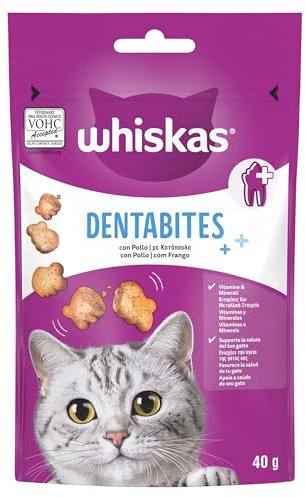 whiskas Dentabites Snacks para La Higiene Oral de Gatos, 40g (Pack de 6)