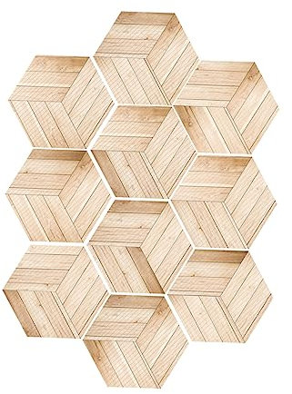 DOITOOL 10 Stück Selbstklebende Rutschfeste Bodenaufkleber Sechseckig Holzmaserung Fliesenaufkleber Wasserbeständig Abnehmbar Für Hotel Wohnzimmer Bad