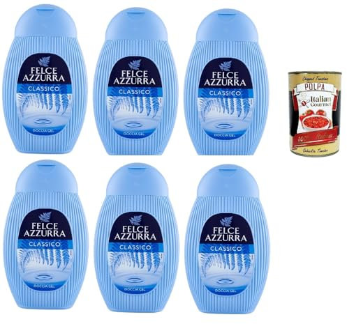 Felce azzurra docciagel classico, Shower gel. Duschbad Energetisierendes Duschgel und Shampoo mit erfrischendem Duft, 6x 250ml + Italian Gourmet polpa 400g