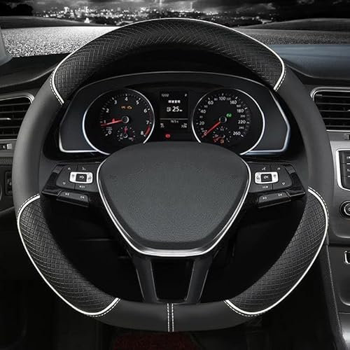 PU Carbon Faser Für Nissan Für Qashqai Für J11 Für X-Trail Für T32 Auto Lenkrad Abdeckung Lenkradschoner Lenkradbezug(White D Shape)