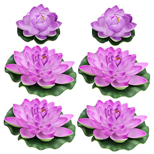 TOPBATHY 6stücke Künstliche Teichpflanzen Künstlicher Schwimmender Lotus Lotusblumen-teichdekor Künstliche Seerosen Simulation Von Teichpflanzen Aus Kunststoff Für Heimdekoration