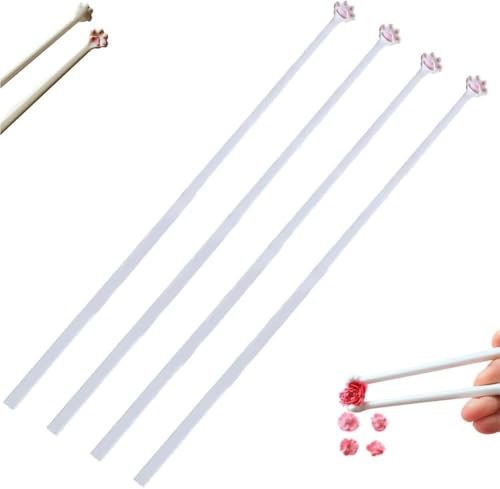 Meowgicchopsticks de pata de gato, lindos y únicos con huellas rosas, reutilizables, antideslizantes, para los amantes de los gatos (2 pares)