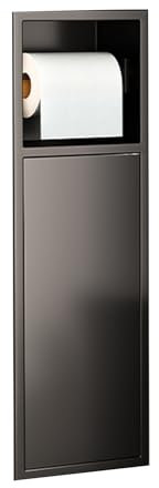 CWCQGH Niche de Salle de Bain encastrée et étanche, Niche avec Poubelle intégrée, Porte-Papier hygiénique avec Meuble de Rangement pour Salon, Cuisine et Salle de Bain,Black-60x20x12.5cm