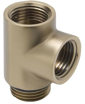 MILANO Heated Towel Rail Radiator Dual Fuel T Piece Brushed Brass | Brass Construction. Allows Dual Fuel Operation. Fits Radiators & Heated Towel Rails. Contemporary Style. 15mm Connections.