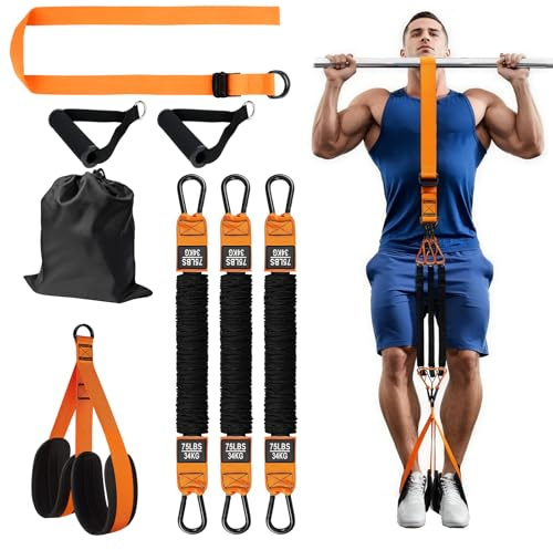 beibijio Klimmzugband, Verstellbares Klimmzughilfe Band für Krafttraining, Klimmzugbänder und Stabilen Fußstützpedalen, Unterstützung für Anfänger beim Klimmzugtraining