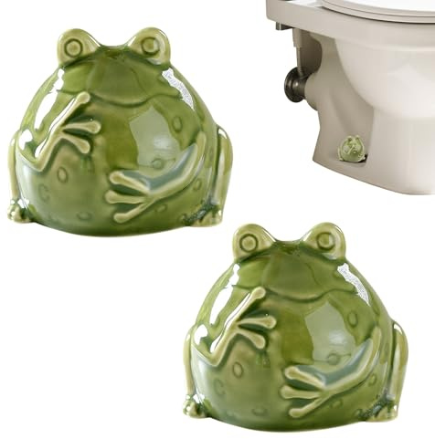 2 Pack Ceramic Decorative Toilet Bolt Covers, Frog Toilet Screw Cover Caps | Mini Fat Frog Bathroom Decor, Easy Installation for Bathroom Bolt Caps