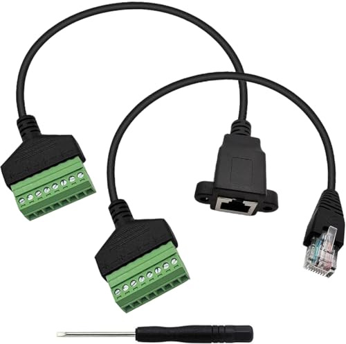 HAAMNING7 RJ45 Male to 8-Pin Screw Terminal Adapter LAN for Cat7 Cat6 Cat5 Cat5e Ethernet Extender RJ45 Female to 8 Pin Connector Cable T568B for CCTV Digital Internet DVR Network Ethernet Port