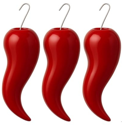 Set 3 Evaporatori Umidificatori per Termosifone Stufa – A Forma di Corno Peperoncino in Ceramica