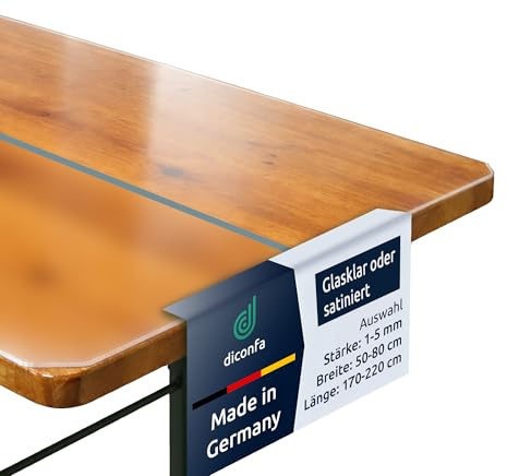 diconfa Tischfolie Bierzeltgarnitur - WÄHLEN: Größe - Optik & Dicke: 1 bis 5mm - glasklar, 80cm x 200cm, 4mm stark - 45° V-Kante Tischdecke Auflage glasklar durchsichtig transparent/milchig