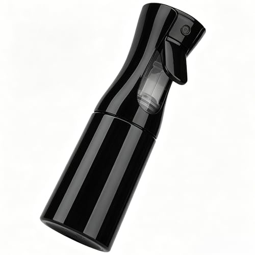 DDUP Continuous Fine Mist Spray Bottle 200ml, Ultra Fine Mist Refillable Empty Sprayer, Leak-Proof 360° Mist Bottle for Hair Styling, Curly Hair Care, Facial Care, Plants & Household Cleaning (Black)