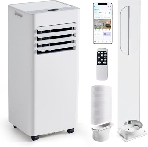 Aoxun Air Conditioning Unit with Smart Wifi, 9000 BTU Portable Air Conditioner Cools up to 270 sq. ft, 5-IN-1 AC Unit with Cooling&Heating&Dehumidifier&Fan&Sleep Mode, Remote Control, 24H Timer