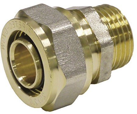 Pipetec Schraubfitting Übergang 26x3 mm 3/4 Aussengewinde für Mehrschicht-Verbundrohr, DVGW, UBA-konform, bis max.100°C