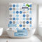 Rapid Teck® Halb-Kassetten Duschrollo 140cm | stilvolles Design Retro Blue Dot | Duschvorhang mit Seilzug | Modernes Duschrollo für Badewanne | Duschrollo für Dusche und kleine Bäder