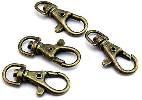 4 stabile Karabinerhaken mit Drehkupplung in antik Bronze