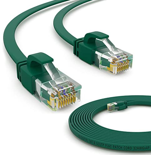 HB-DIGITAL 3m Netzwerkkabel LAN Flach Patchkabel mit RJ45 Stecker Reines Kupfer PROFI Slim flexibel für Gigabit Ethernet kompatibel mit PC, Router, Switch, Modem, TV, Spiel Konsole Grün