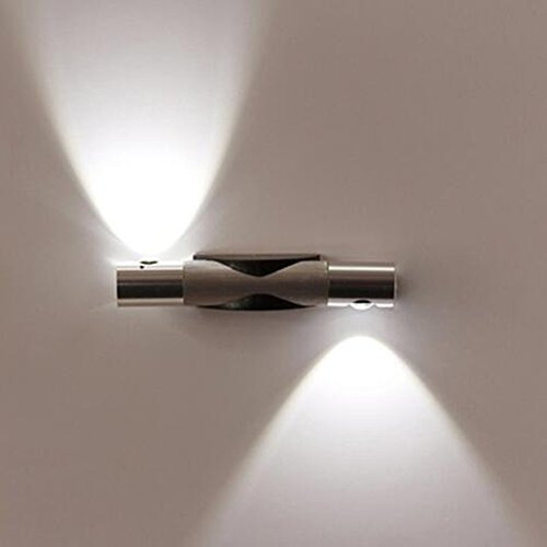 Wandleuchte 2W LED Wandlampe Silber aus Aluminium Modern Design aus Wandbeleuchtung warmweiß für Wohnzimmer Schlafzimmer Korridor Spiegellicht und Esszimmer (Kaltweiß)