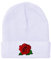Beanies für Herren, rote Rose, Stil B, Stickerei, Wintermützen, Damen, Acryl, Schädelmütze, Weiß, Einheitsgröße