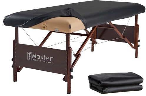 Master Massage Universal Stoff Spannbetttuch aus PU-Vinyl, sehr langlebig, für Massageliegen, Schwarz