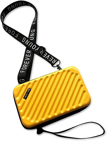 MAGIMODAC Mini Umhängetasche Handy Damen Klein Handytasche Geldbörse Crossbody Schultertasche Kofferform Handtasche (Schräg-Gelb)