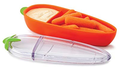 Joie Carrot Snack Container – BPA-Free, Sectioned Food Storage for Carrots & Dip, LFGB Approved, Orange