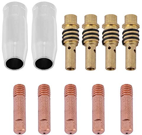 Düsenschweißbrenner-Kontaktspitzen-Kit 2-teilige Düsen 5-teilige Kontaktspitzen 4-teilige Spitzenhalter MIG-Schweißer Verbrauchsmaterial Zubehör für 15AK-Brennerpistole