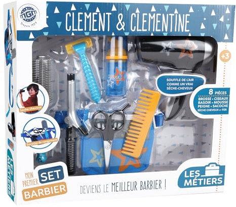 CLEMENT CLEMENTINE - Barber Set - Pretend Play - 102110 - Blue - Plastic - Profession - Beard - Children's Toy - Batteries Not Included - 35 cm x 31 cm - Suitable for ages 3 and up