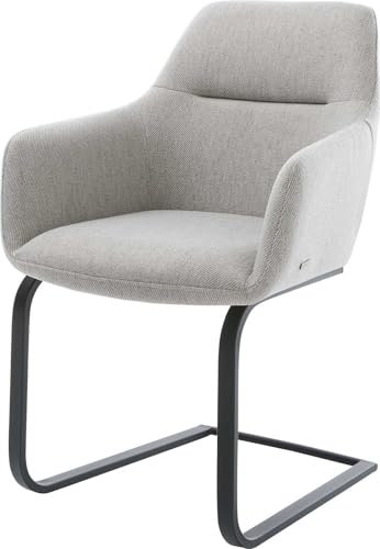 DELIFE Schwingstuhl Pejo-Flex Freischwinger flach Schwarz Stripes Hellgrau Taschenfederkern
