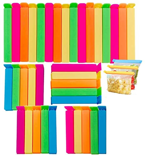 36 Pcs Food Storage Clips in 3 Sizes & 6 Colors - Plastic Sealing Bags, Reusable and Colorful