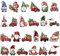KATELUO Weihnachten Holz Ornamente - 24 Stücke Anhänger, Roter LKW, Zwerg Hängende Deko, Weihnachtsbaum Anhänger für Weihnachtsfeier Dekor