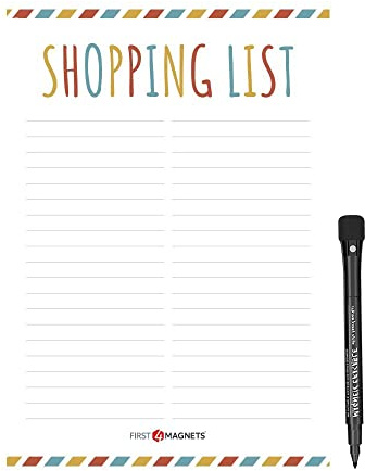 Erasable, Dry Wipe, Magnetic Shopping and Grocery List for Fridge, Kitchen, Refrigerator, Home, and Whiteboard