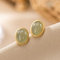 YMXCNM Damen Ohrringe,Hetian Jade Grüne Jade Ovale Ohrstecker, Hypoallergener Schmuck Für Empfindliche Ohren, Geeignet Für Hochzeit, Geburtstag, Weihnachten, Frauen, Mädchen