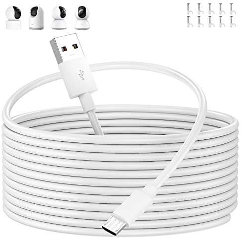 ACOCOBUY Cable Micro USB 8m, Cable USB para Mi 360° Home Security Camera 2K Pro, Mi 360° Home Security Camera 2K, Mi 360° Camera (1080p) USB a Micro USB Cable de Carga para cámara de Seguridad