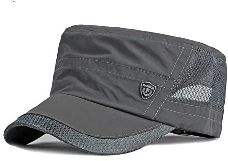 YAMEE Mesh Military Cap Summer Army Hats for Men Quick Qry Short Bill Hat Cadet Cap