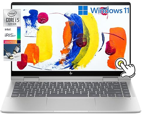 HP Envy x360 2-in-1 14 FHD IPS Touchscreen Laptop Intel Core i5-1335U (Beats i7-1260U) retroilluminato KB lettore di impronte digitali, Windows 11 | Argento naturale (8 GB di RAM, SSD 512 GB) (14)