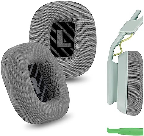 Geekria Comfort - Almohadillas de repuesto de tela de malla para auriculares Astro Gaming A10 Gen 2, piezas de reparación (gris/negro)