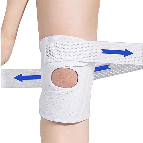 NELLHOMY Kniebandage, Schmerzlinderung und Verletzungswiederherstellung Kniebandage für Erwachsene, Einstellbare rutschfeste Kniestütze passend für Männer und Frauen(weiß,M)