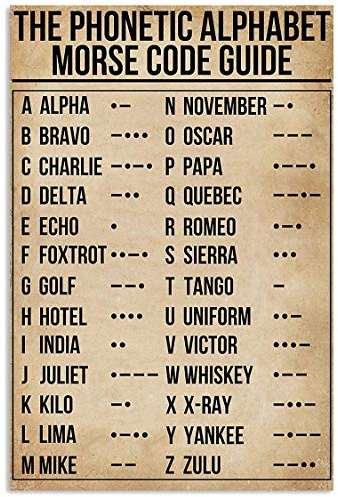 Phonetic Alphabet Morsecode Pilot Vintage Wanddekoration Metallschild Plakette Poster 20,3 x 30,5 cm
