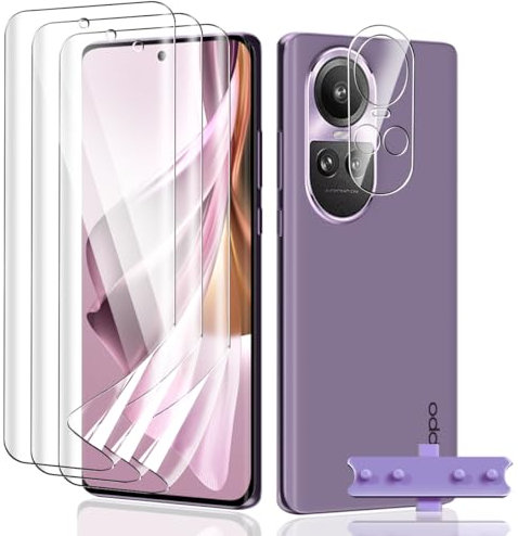 Teenrpov [3+1 Piezas TPU Protector de Pantalla para Oppo Reno 10/10 Pro + Oppo Reno10/10 Pro Protector de Lente cámara, HD, Resistente a Arañazos, para Oppo Reno 10/10 Pro Protector Pantalla