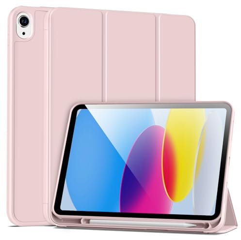BFGTSJF Hülle für iPad (A16) 11. Generation 11 Zoll 2025, iPad 10. Generation 2022 mit stifthalter 10,9 Zoll, Weiche Silikon Schutzhüll, Auto Schlafen/Wachen, Rosa
