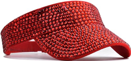 YeeHeen Women Bling Rhinestones Sun Hat Sport Visor Caps Red
