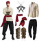 Pirate Costume Men's 7 Pieces Medieval Clothing Men's Set, Men's Renaissance Costume Set with Medieval Trousers Men's Medieval Shirt Viking Pirate Headscarf Belt Wrist Strap Axe Necklace, Men's pirate