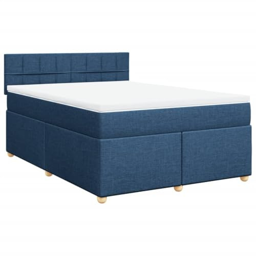 vidaXL Boxspringbett mit Matratze Blau 140x200 cm Stoff