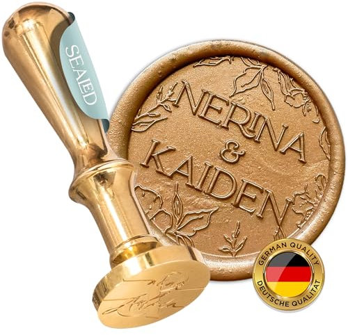 SEALED® Personalisierter Siegelstempel mit Wunschinitialen für Hochzeit und besondere Anlässe - Eleganter Wachssiegel Stempel mit 2 Buchstaben
