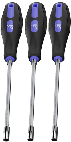 3 Pack - 7mm Soft Grip Hose Clip Driver Worm Drive Clips Hose Jubilee Clip Clamp Hex Nut Flexible Shaft