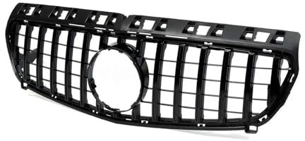 Front Kühlergrill Kühlergrill Für Benz A-Klasse W176 2013–2015 A180 A200 A250 A45 AMG Grill GT Style Schwarz/Silber Oberes Stoßstangenhaubengitter Kühlergrill(Schwarz)